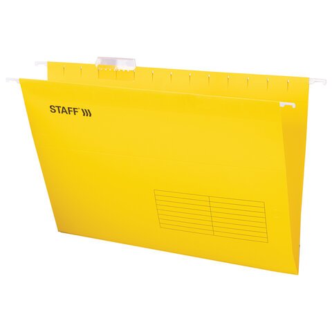 Подвесные папки STAFF A4/Foolscap 404x240 мм до 80 листов, комплект 10 шт, желтые, картон 270935