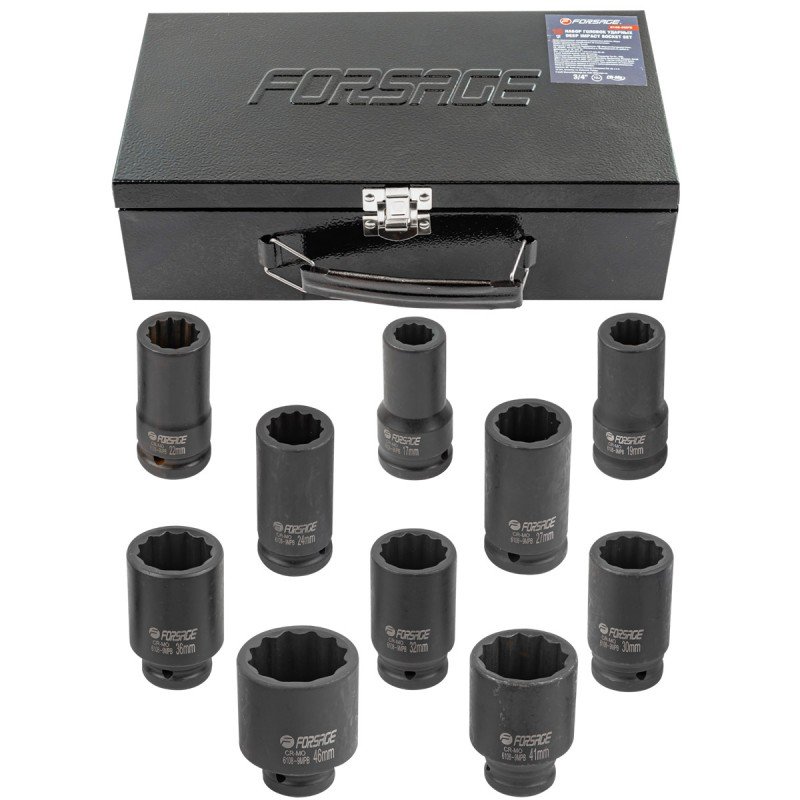 Набор головок ударных глубоких Forsage 3/4', 10 предметов F-6108-9MPB(54938)
