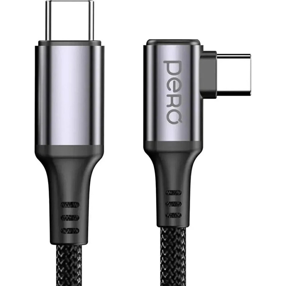 Кабель PERO DC12 ULTIMATE PD Type-C to Type-C, угловой, 60W, 1.5m, Black