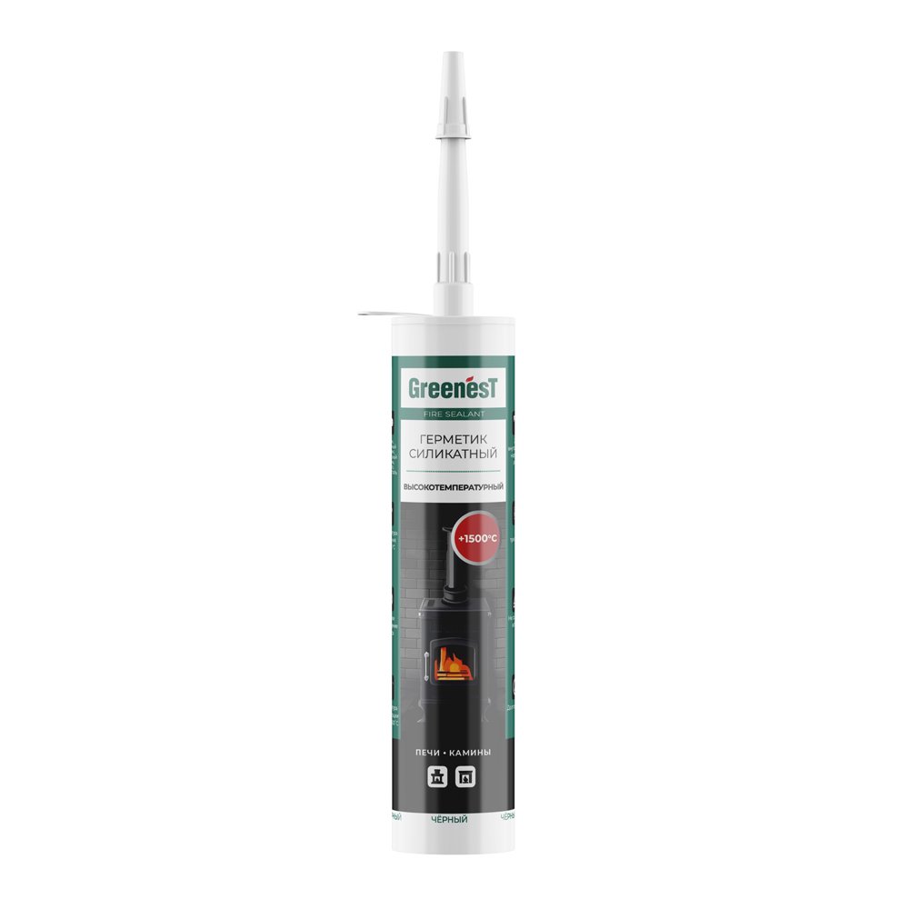 Силикатный герметик для печей и каминов GreenesT Fire Sealant  +1500, 260мл 285009004