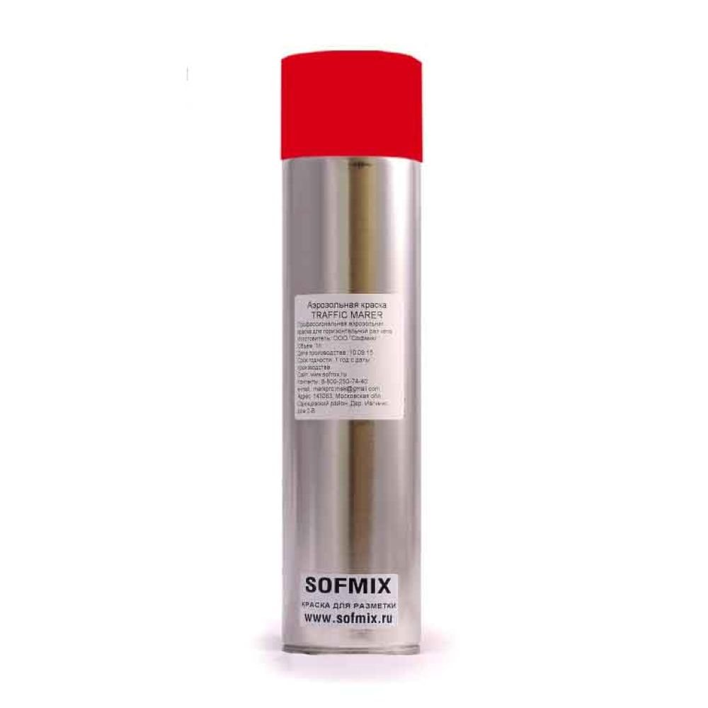 Аэрозольная краска для разметки SOFMIX TRAFFIC MARKER красная, 1 л 510403