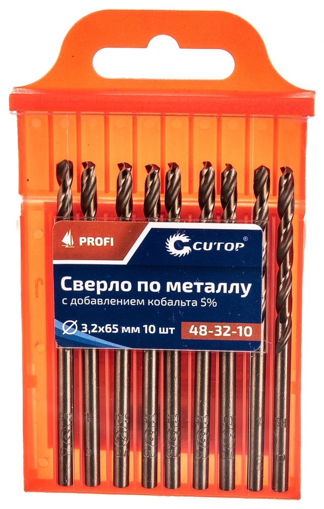 Сверло по металлу с кобальтом (10 шт, 3.2х36х65 мм) CUTOP 48-32-10