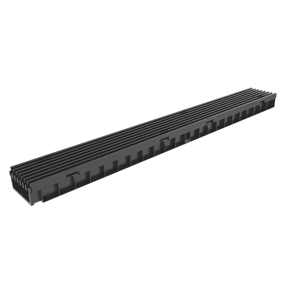 Лоток водоотводный Gidrolica Light 1000x115x58 мм пластиковый с решеткой пластиковой ячеистой, 08091