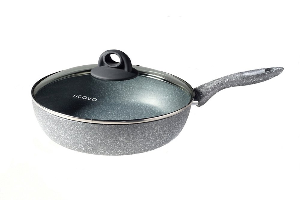 Сотейник SCOVO Stone Pan диаметр 260 мм стеклянная крышка ST-022