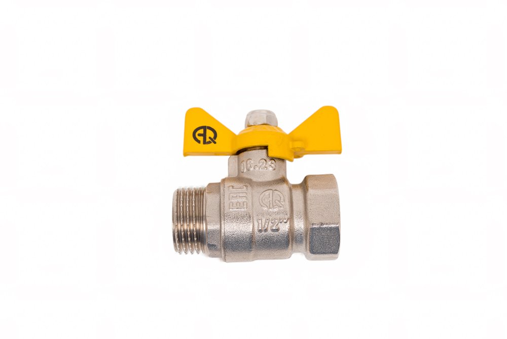 Шаровой кран для газа AQUALINK 1/2 вн-нар бабочка 7109