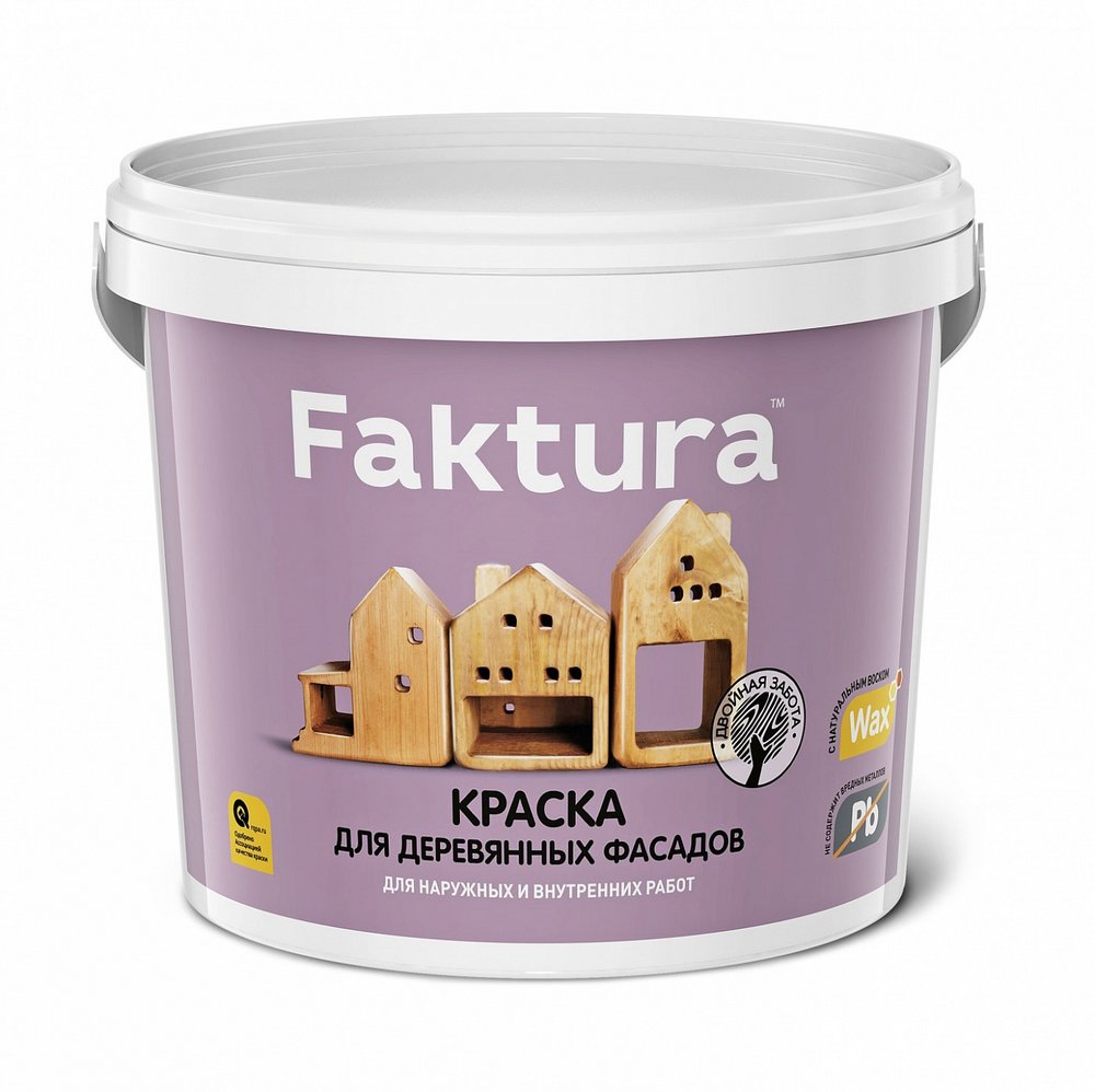 Акриловая краска FAKTURA для деревянных фасадов с натуральным воском и биозащитой, вн/нар, А 0,9л О02692