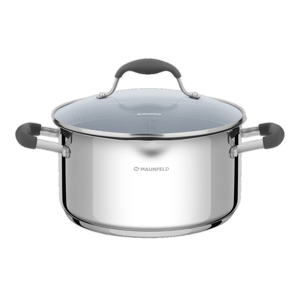 Кастрюля MAUNFELD LAURA из нержавеющей стали, со стеклянной крышкой, 24 см, 5,6 л MCS56S08GR