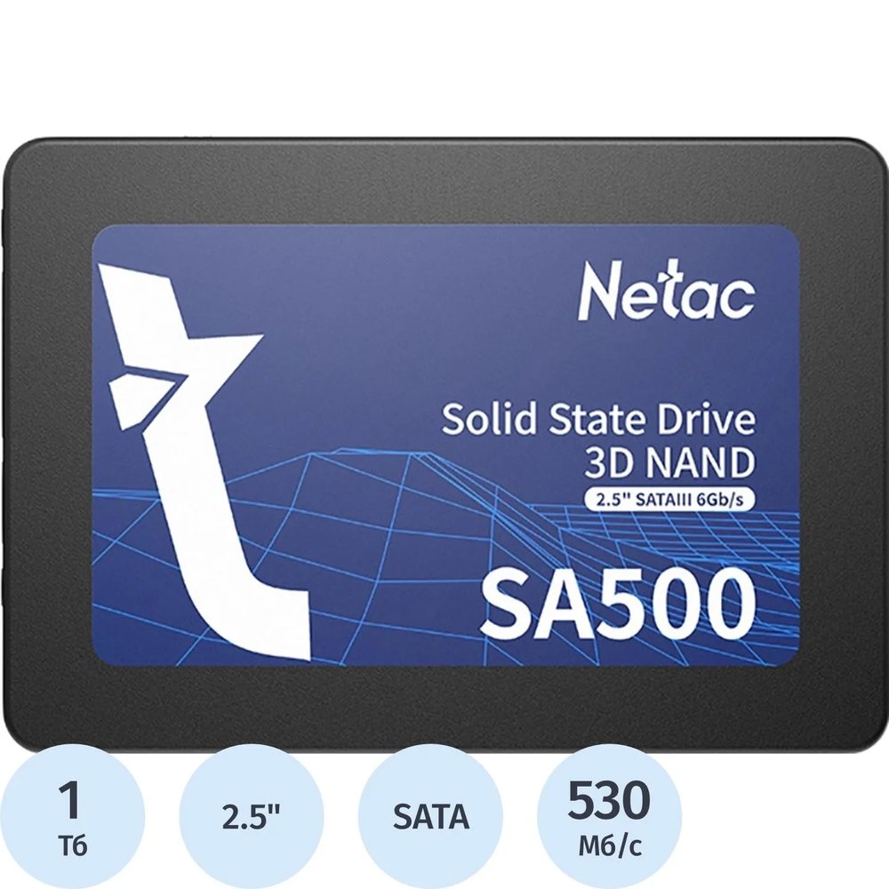 SSD накопитель Netac SATA-III 1TB NT01SA500-1T0-S3X SA500 2.5