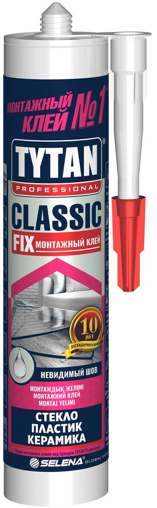 Монтажный клей Tytan PROFESSIONAL Classic Fix каучуковый прозрачный 310мл 43340
