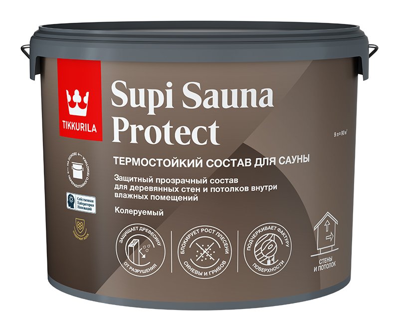 Состав для сауны Tikkurila SUPI SAUNA PROTECT EP п/мат 9л 700014052