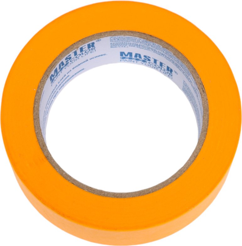 Малярная лента MASTER COLOR золотистая, рисовая бумага, термостойкая до 120C, 36 мм х 50 м 30-6126