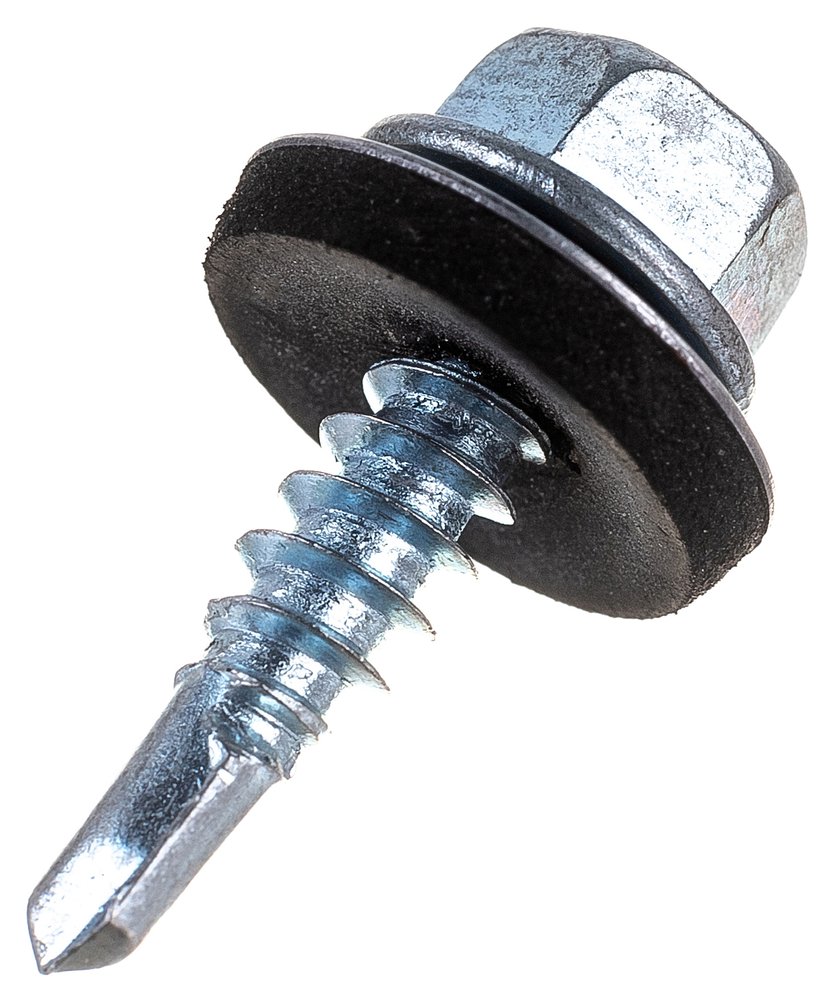 Кровельный саморез КВАДРА 4.8x19, цинк, сверло PT. 3, шайба EPDM, кор. 250 шт. 480201003250