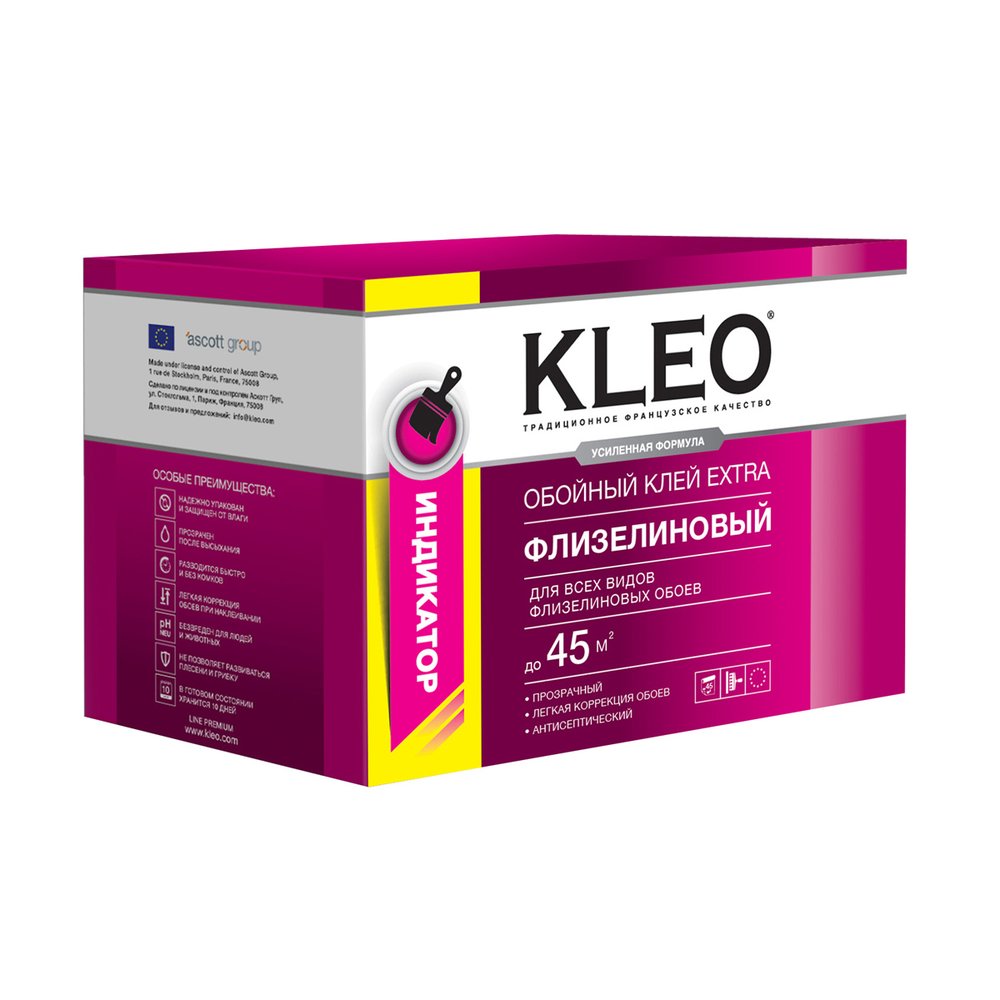 Обойный клей для флизелиновых обоев KLEO сыпучий с индикатором 030 EXTRA 45 Инд