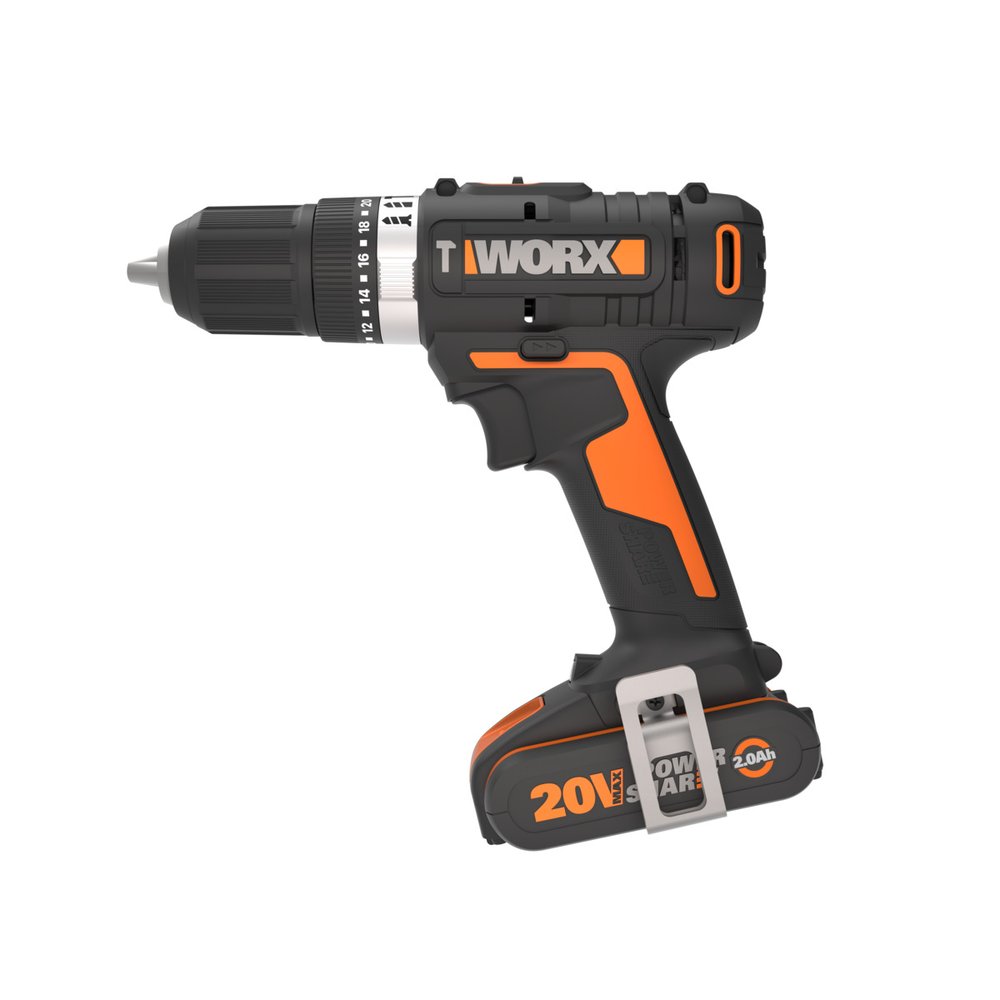 Ударная аккумуляторная дрель-шуруповерт WORX 50 Нм, 20 В, 2 Ач x 2, ЗУ 2 А, кейс WX370