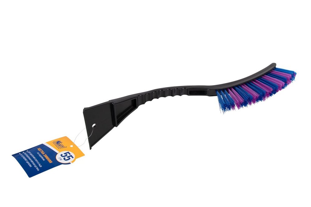 Зимняя щетка со скребком 55 см сине-сиреневая щетина KRAFT KT 830060