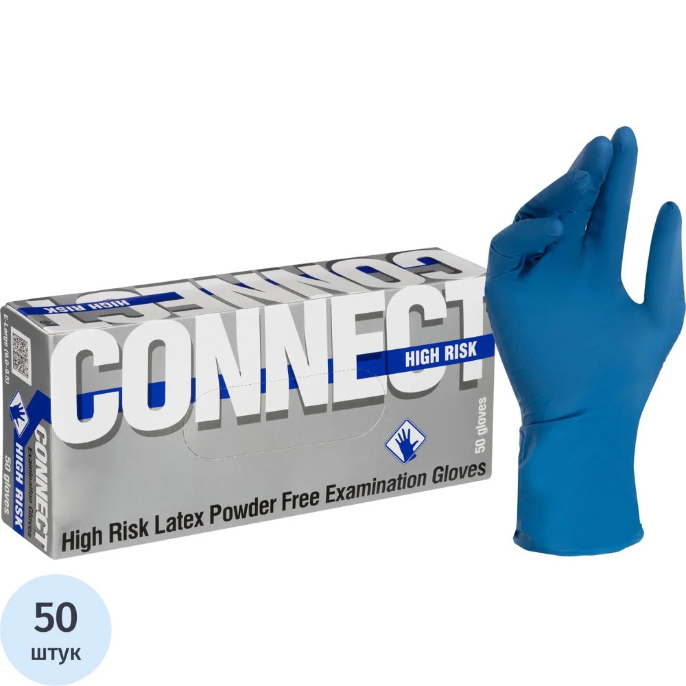 Перчатки мед.смотров. латекс,н/с,н/о, CONNECT High Risk L 25пар/уп, ПС
