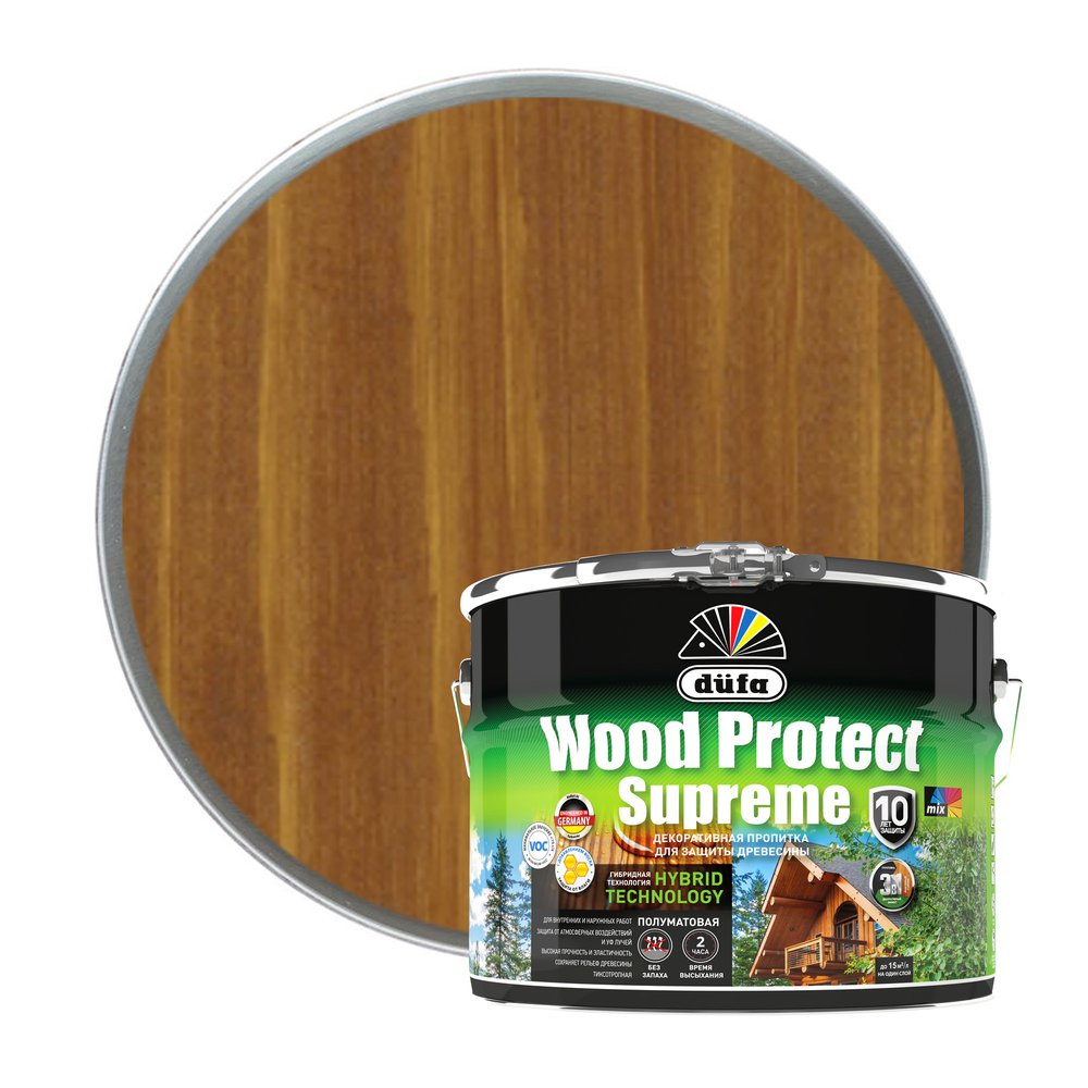 Пропитка Dufa WOOD PROTECT Supreme, тиковое дерево 9 л МП00-008526