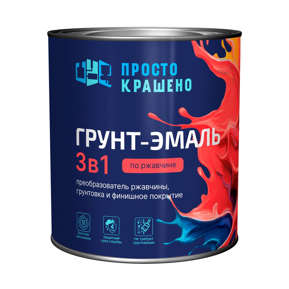 Грунт-эмаль Простокрашено! по ржавчине 3 в 1, красно-коричневая, 2.7 кг 69688