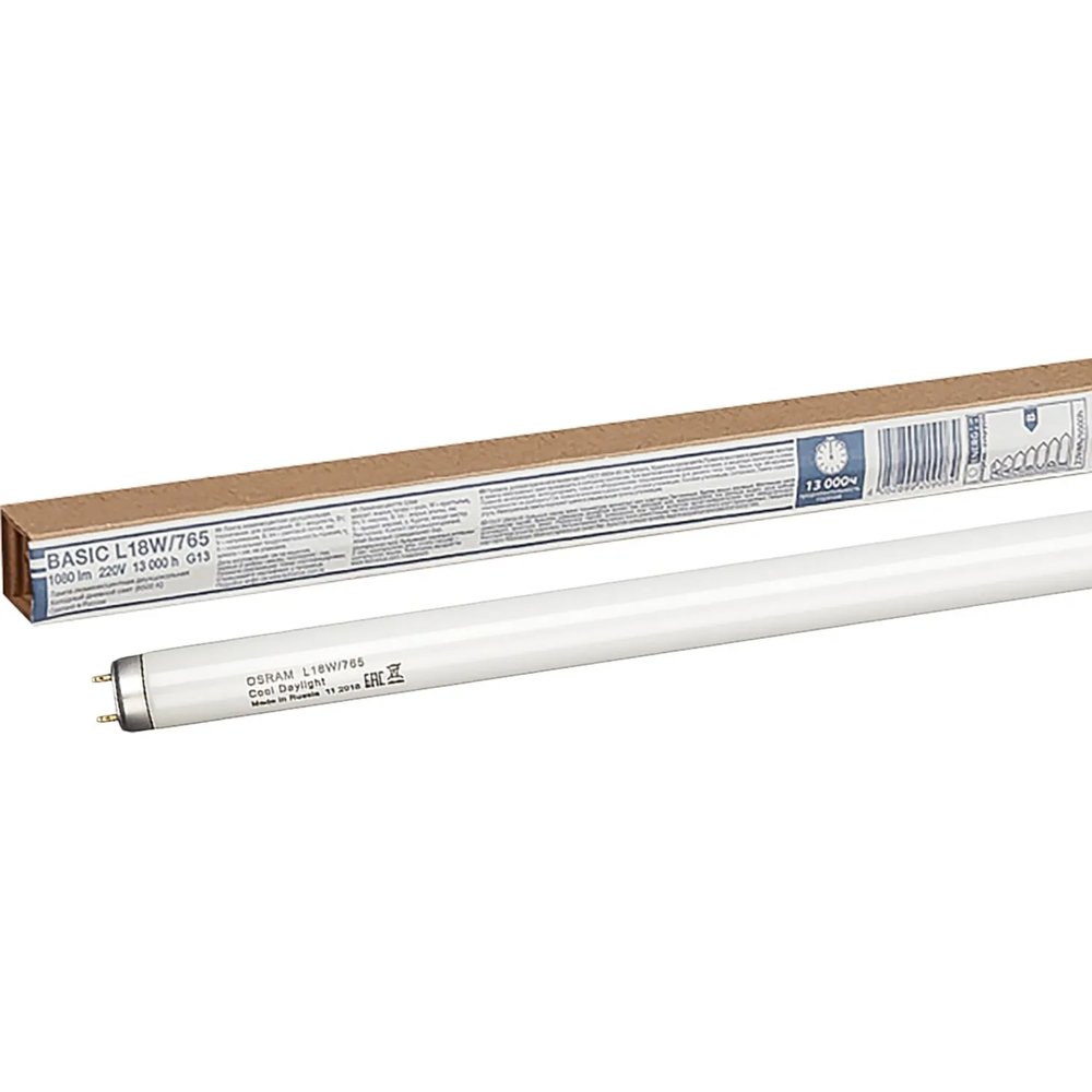 Лампа люминесцентная Osram  L 18W/765 G13 6400К хол.дневн. 25шт/уп