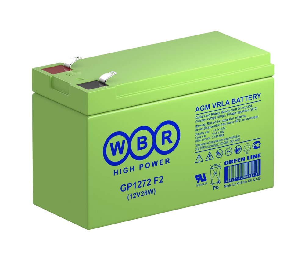 Аккумулятор для ИБП WBR GP1272 F2 (12V28W) 12В, 7.2 Ач УТ-00000225