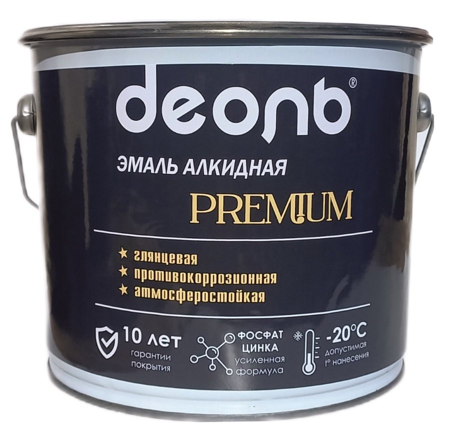 Эмаль с фосфатом цинка алкидная PREMIUM черная RAL 9005 глянцевая Деоль 2,7л 00033171
