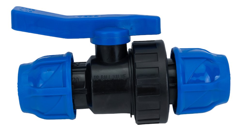 Компрессионный шаровой кран ПНД TEBO 20x20 T-ПНД.Кш.0.20-20.CN