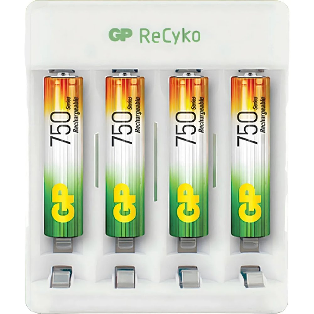 Зарядное устройство GP E411/75AAAHCCS-2CR1, 4 слота + 4 акк. 750 mAh