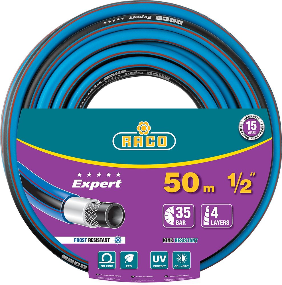 Поливочный армированный 4-х слойный шланг Raco EXPERT 1/2'x50м 40302-1/2-50_z01