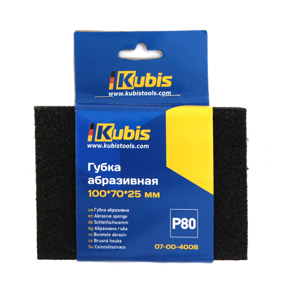 Губка абразивная Р80, 100х70х25 мм KUBIS 07-00-4008