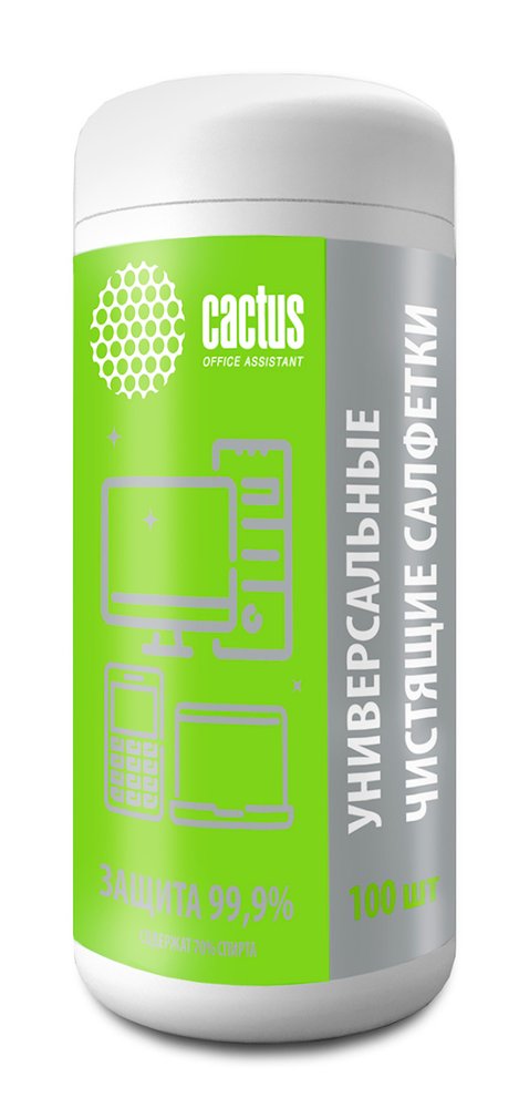 Антибактериальные влажные салфетки Cactus спиртовые, 100 листов CS-ASC100 1384698