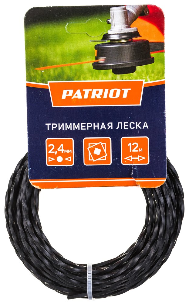Леска для триммера (2.4 мм, 12 м, скрученный квадрат) PATRIOT 240-12-5 805205125