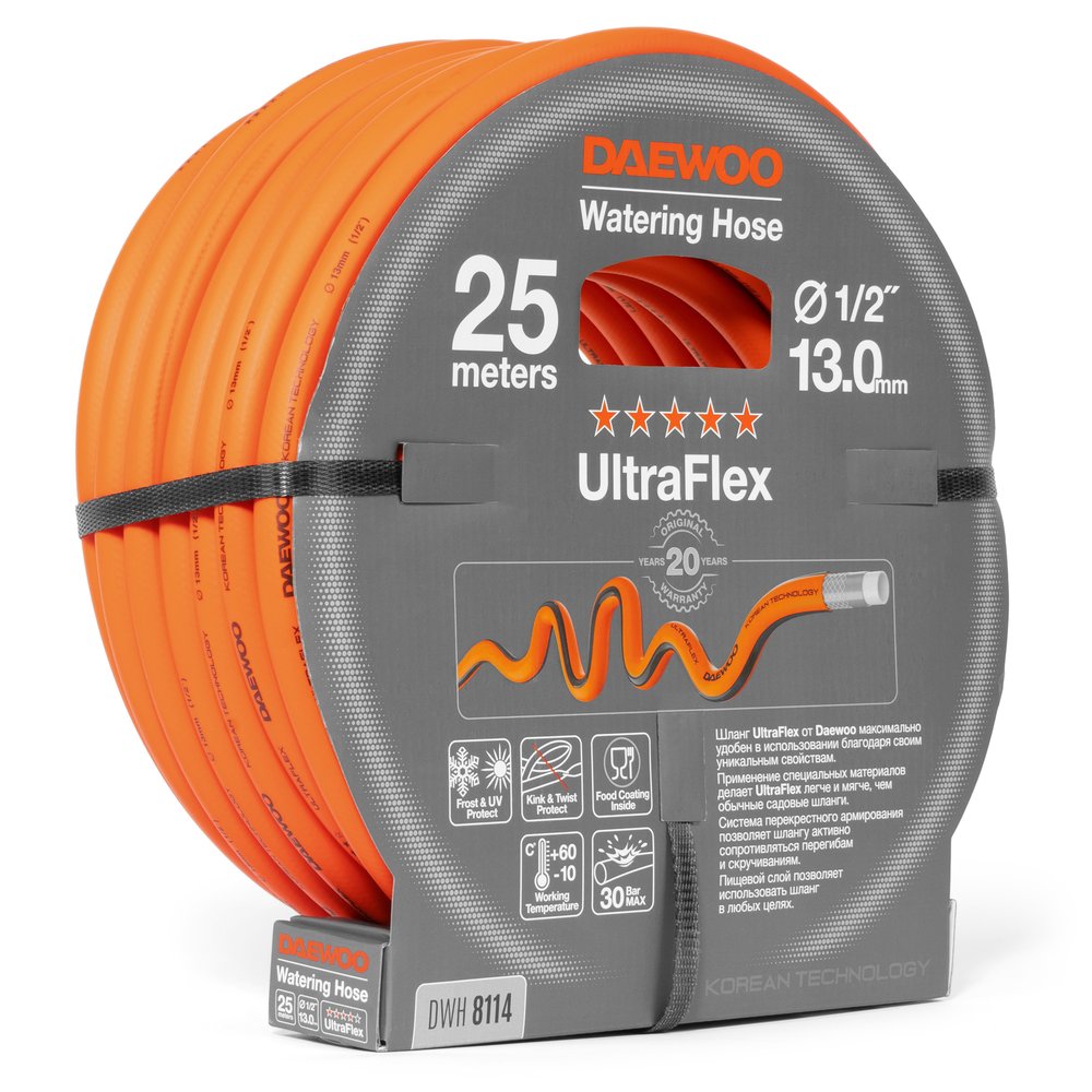 Шланг DAEWOO ultraflex диаметром 1/2 13 мм, 25 м DWH 8114