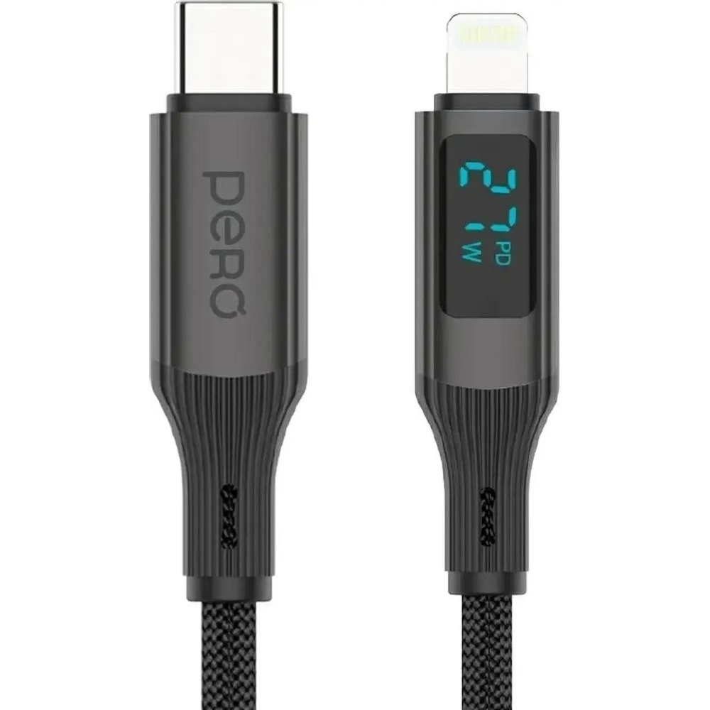Кабель PERO DC14 ULTIMATE PD Type-C to Lightning, с дисплеем,27W,1.2m,Black