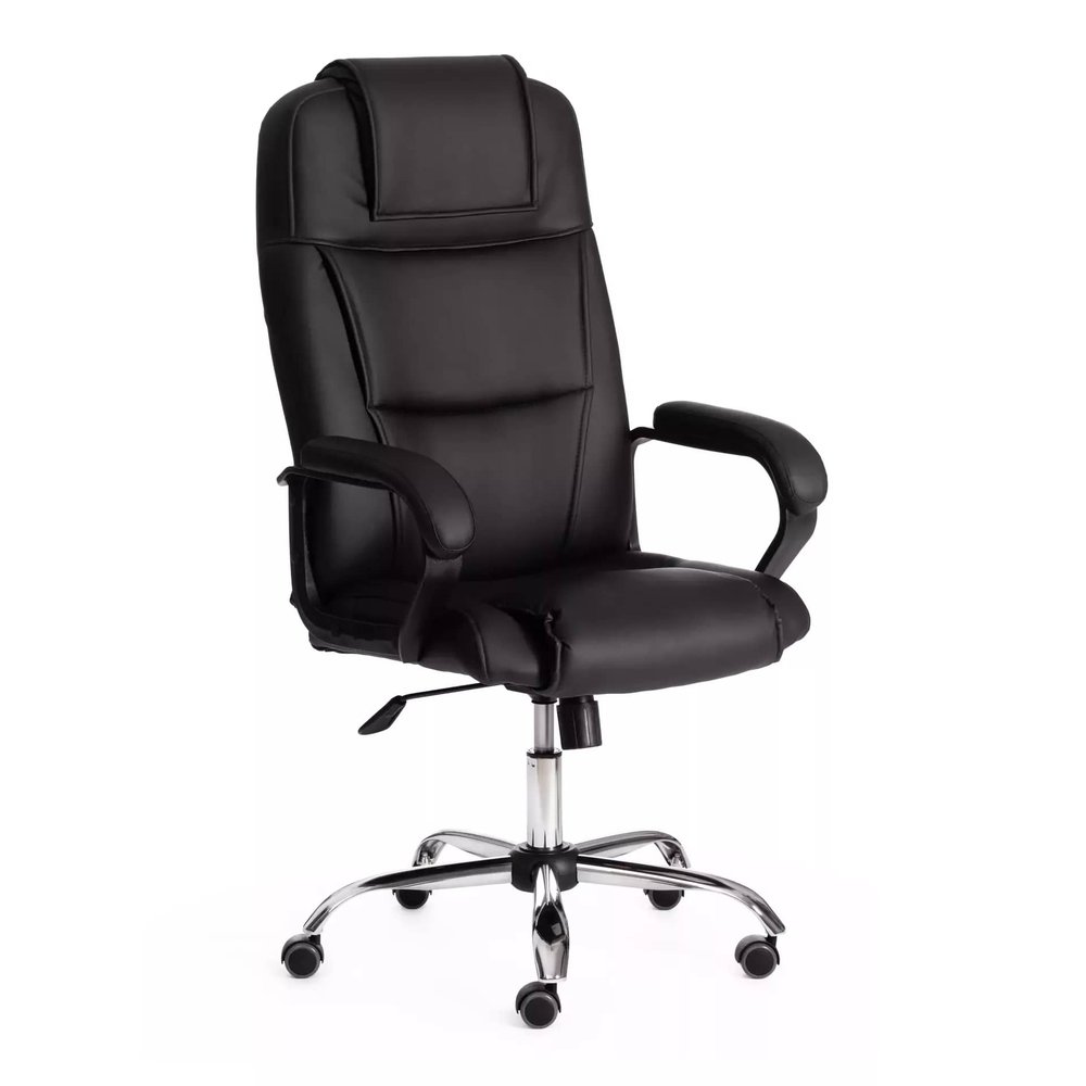 Кресло Tetchair bergamo 22 хром, искусственная кожа, черное 36-6 19370