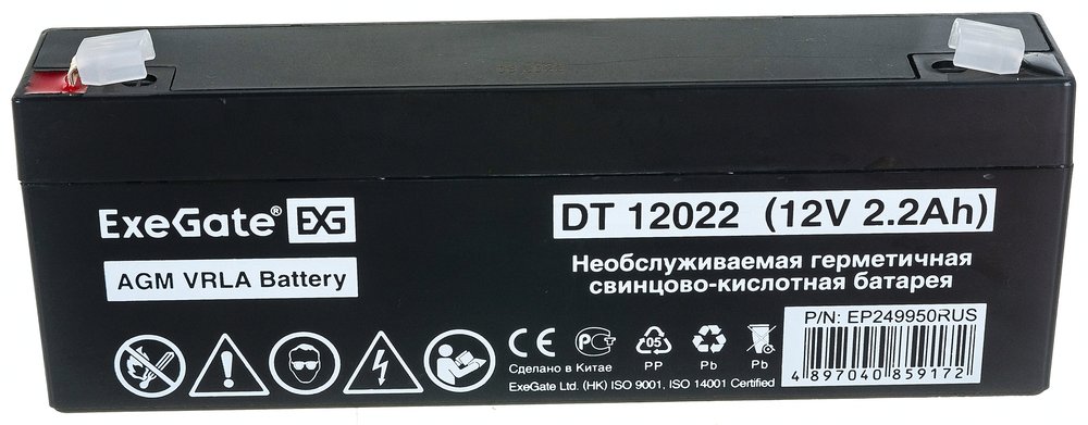 Батарея аккумуляторная АКБ DT 12022 12V 2.2Ah, клеммы F1 ExeGate 249950