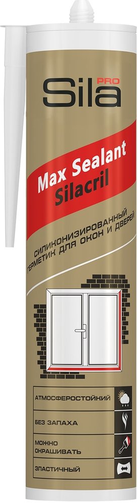 Силиконизированный герметик Sila PRO для наружных и внутренних работ 290 мл SSAUWH0290