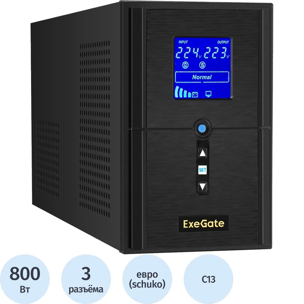 ИБП ExeGate SineTower SZ-1000 USB 1000ВА/800Вт,лин.инт,без бат(EX295987RUS)
