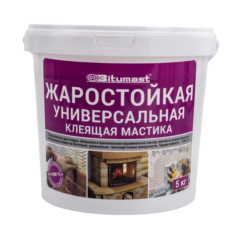 Жаростойкая универсальная клеящая мастика Bitumast 5 кг 4607952905511