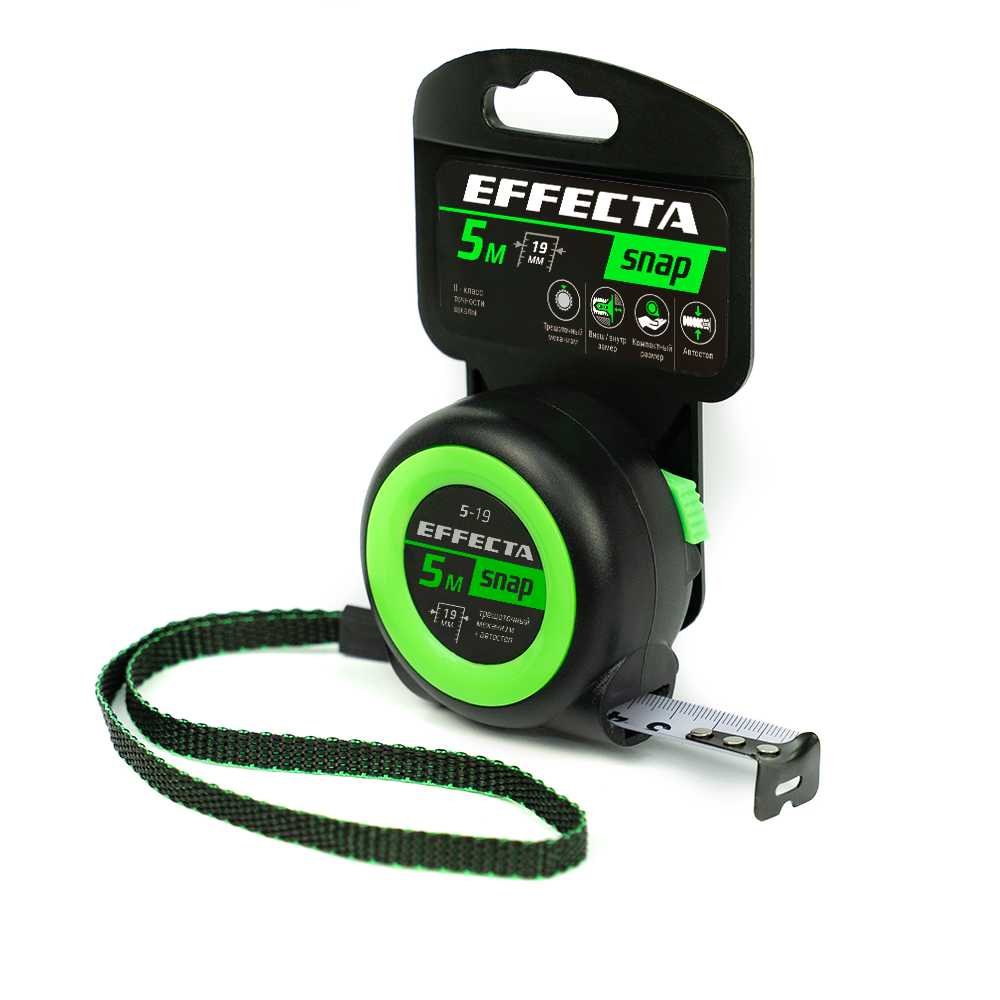Рулетка EFFECTA SNAP автостоп, 5 м, 19 мм 560519