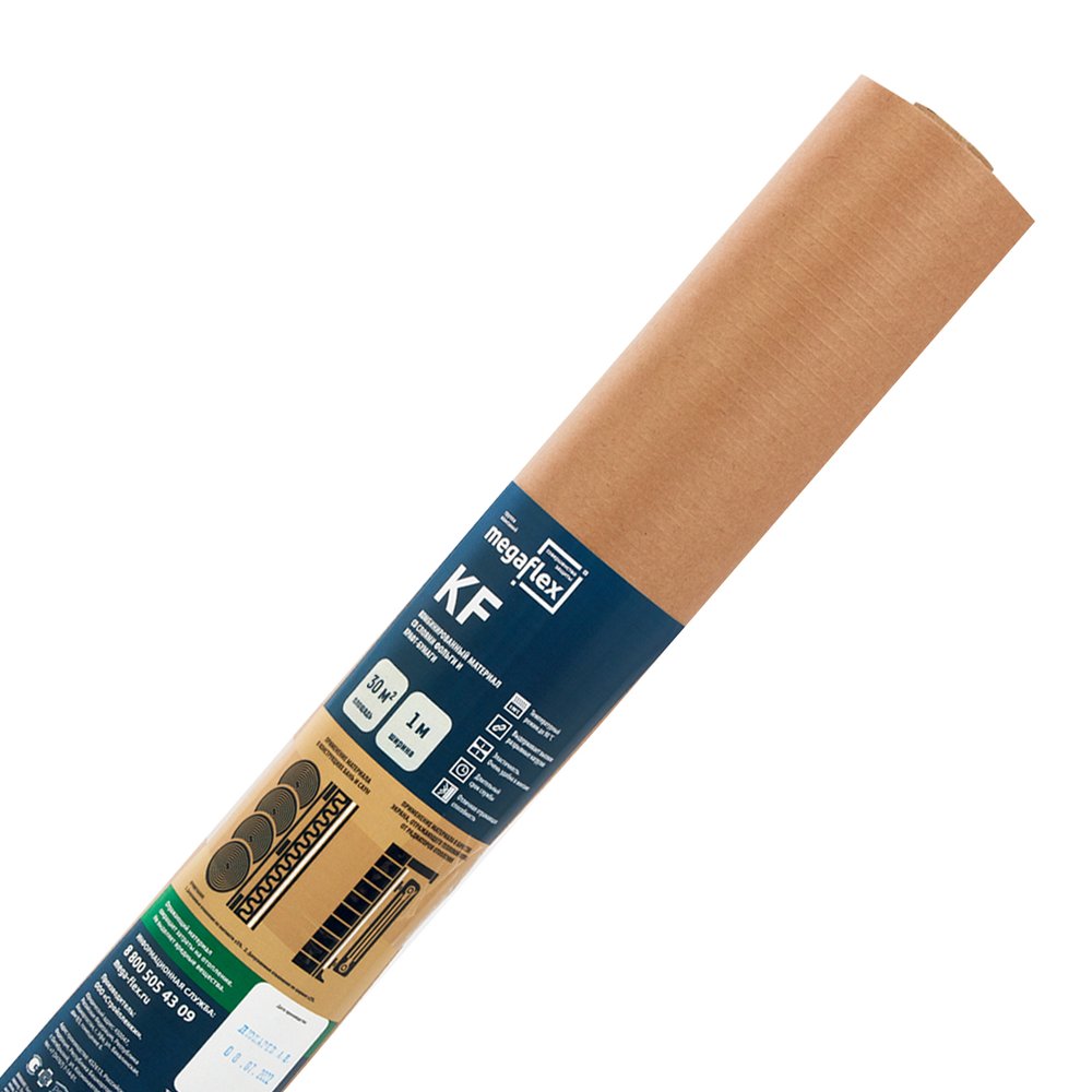 Фольга для бани, сауны Megaflex KF на крафт бумаге, 1х30 м, 30 кв. м FOIKF.100.30