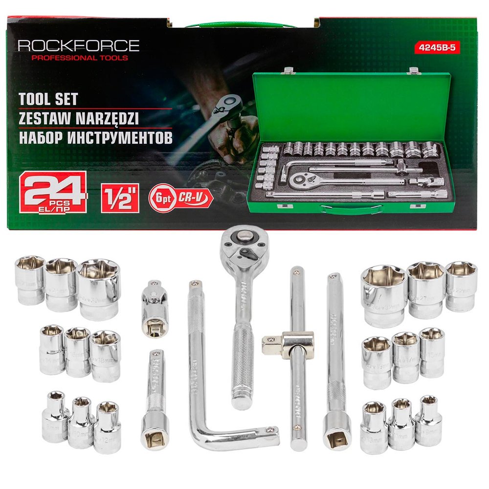 Набор инструментов Rockforce 24 предмета 1/2' (6граней) RF-4245B-5(57881)