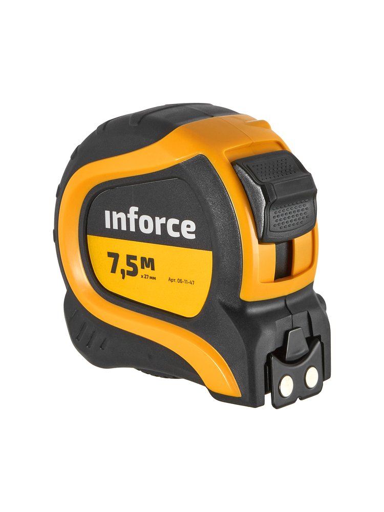 Измерительная рулетка с нейлоновой лентой и магнитным зацепом 7.5x27мм Inforce 06-11-47