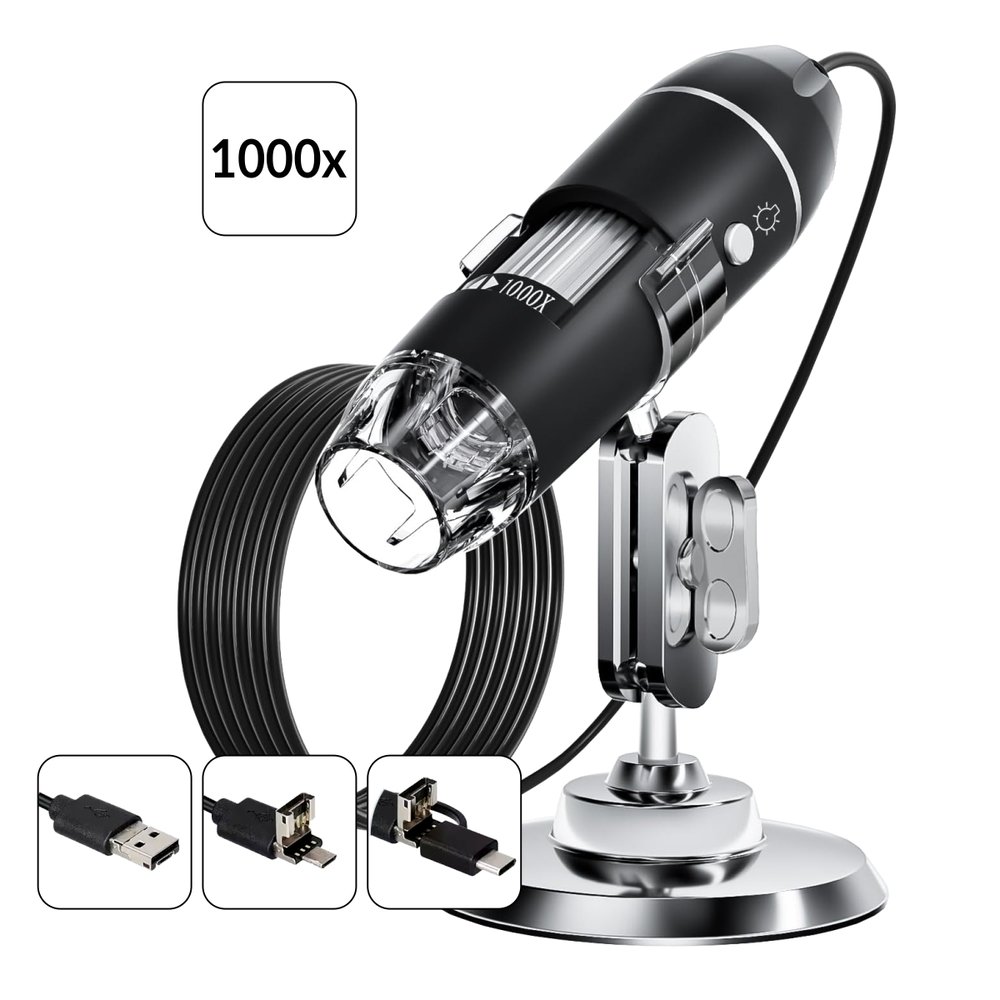 Цифровой микроскоп iCarTool USB/Micro-USB/Type-C, 2Мп, 1000X, 1920x1080, 1.5м IC-V317