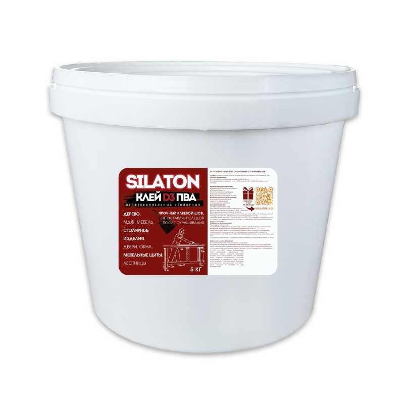 Клей SILATON ПВА Профессиональный столярный D3, водостойкий, 5 кг PVAD3/5