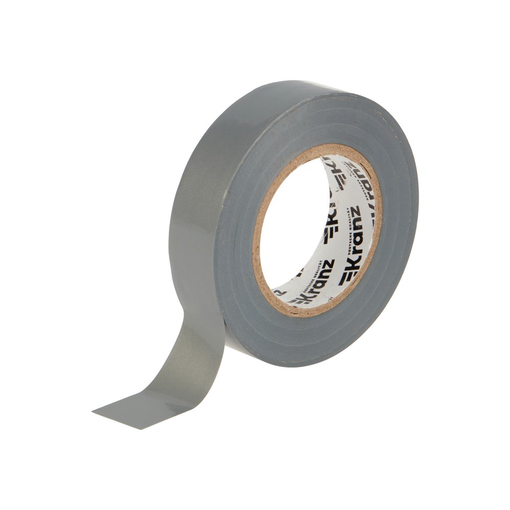 Изолента ПВХ KRANZ 0,13х19 мм, 25 м, серая KR-09-2208