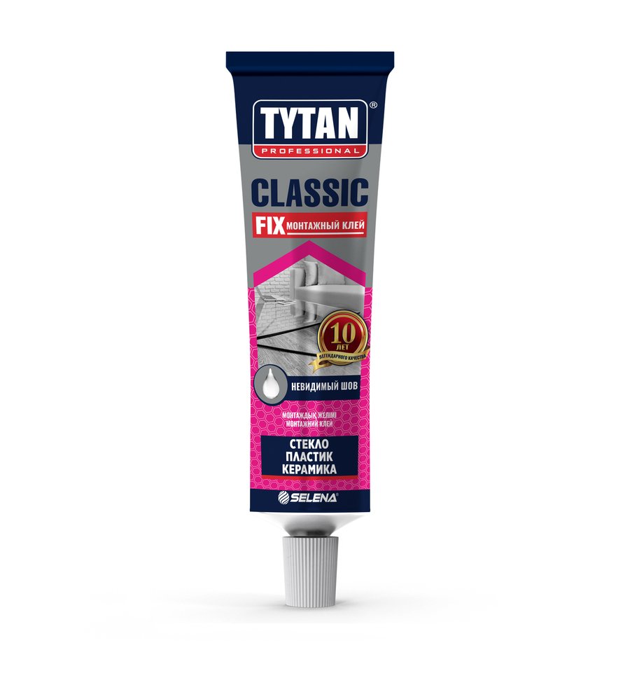Монтажный клей Tytan PROFESSIONAL CLASSIC FIX каучуковый, шоу бокс, прозрачный, 100 мл 72955 246439