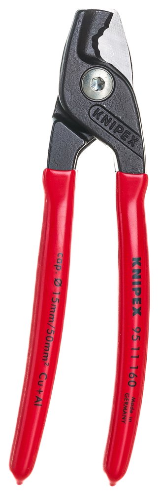 Кабелерез KNIPEX StepCut ступенчатый рез, кабель д. 15 мм, 50 кв.мм,  L-160 мм, обливные рукоятки KN-9511160