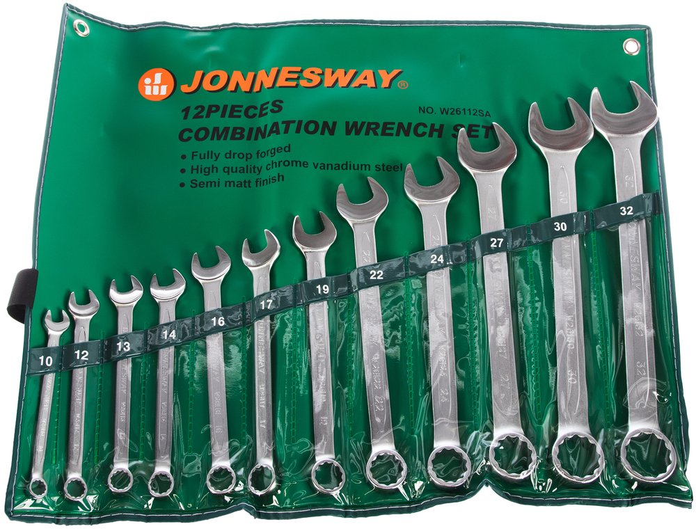 Набор комбинированных ключей 10-32мм, 12 предметов Jonnesway W26112SA