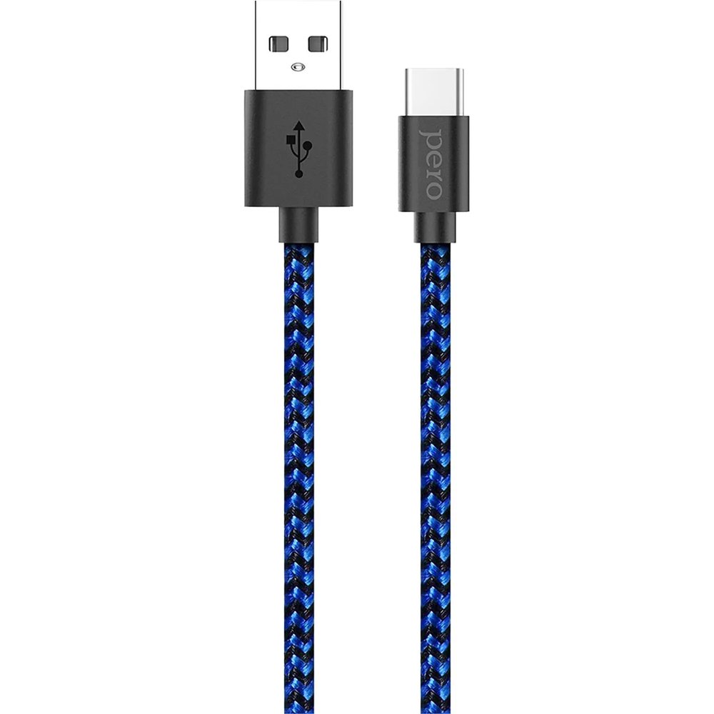 Кабель USB PERO DC-04 Type-C, 3А, 1м, Blue-black (Fast Charge)