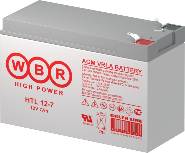 Аккумуляторная батарея WBR HTL12-7 12В, 7 Ач УТ-00000281
